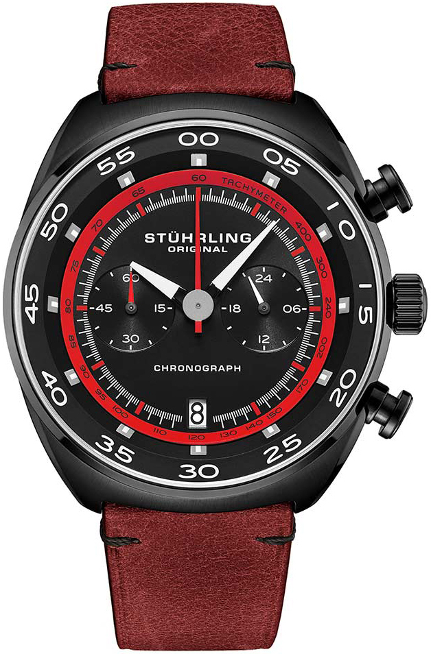 Stührling Original Herreklokke 1000.06 Monaco Sort/Lær Ø44 mm