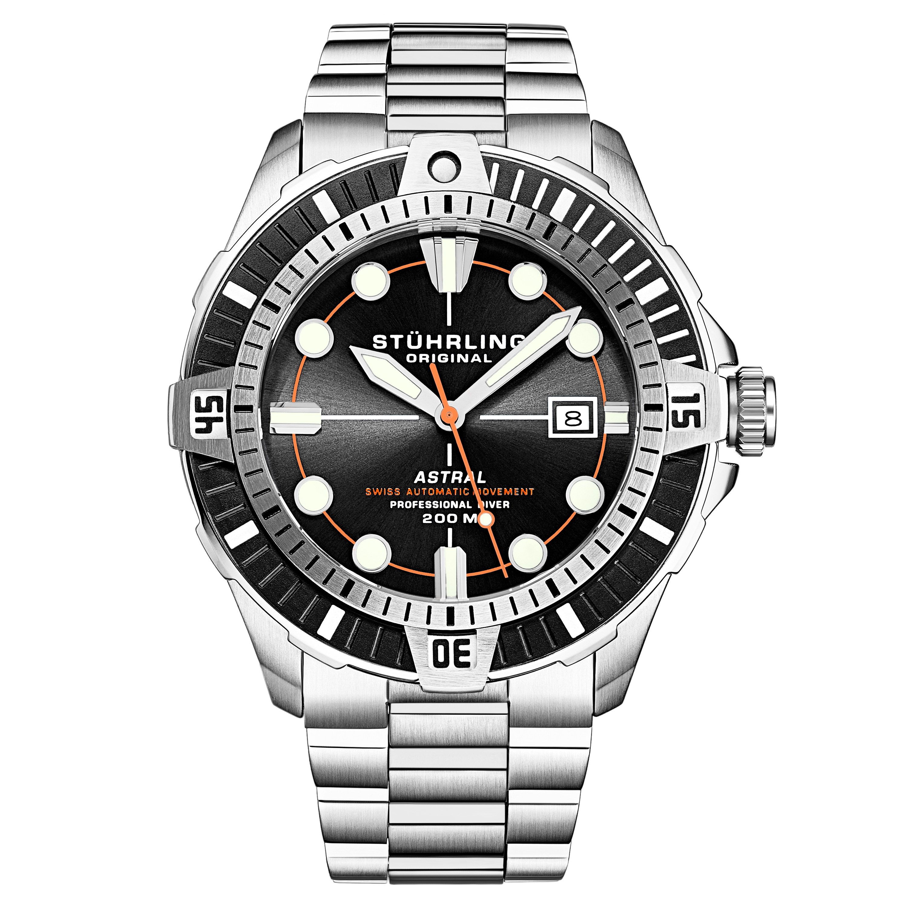 Stührling Original Herreklokke 1005.02 Astral Sort/Stål Ø45 mm