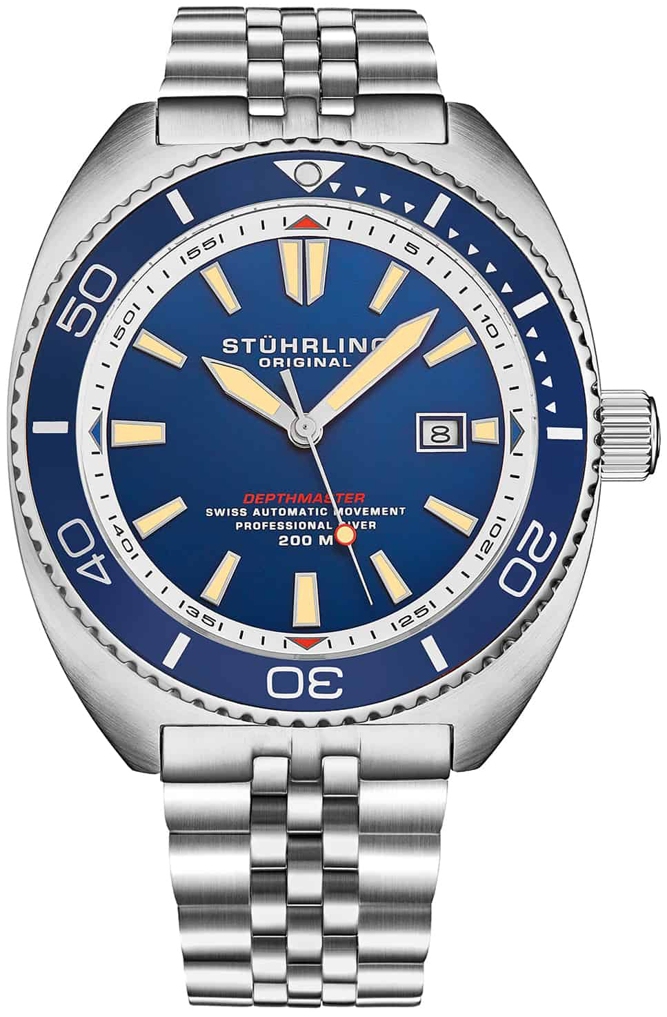 Stührling Original Herreklokke 1008.01 Depthmaster Blå/Stål Ø45 mm