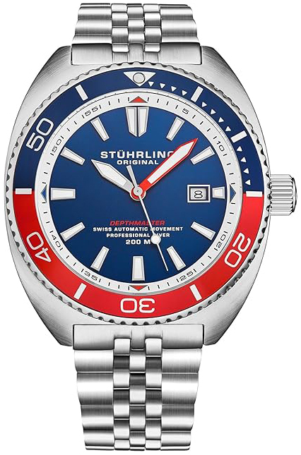 Stührling Original Herreklokke 1008.03 Depthmaster Blå/Stål Ø45 mm