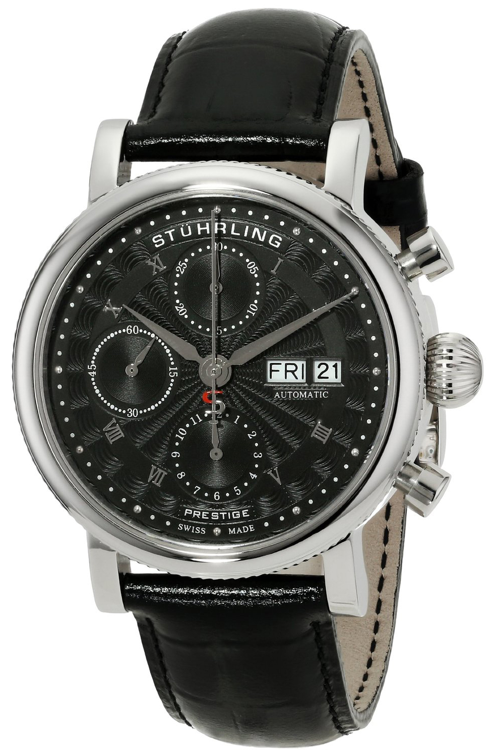 Stührling Original Prestige Herreklokke 139.02 Sort/Lær Ø40 mm - Stührling Original