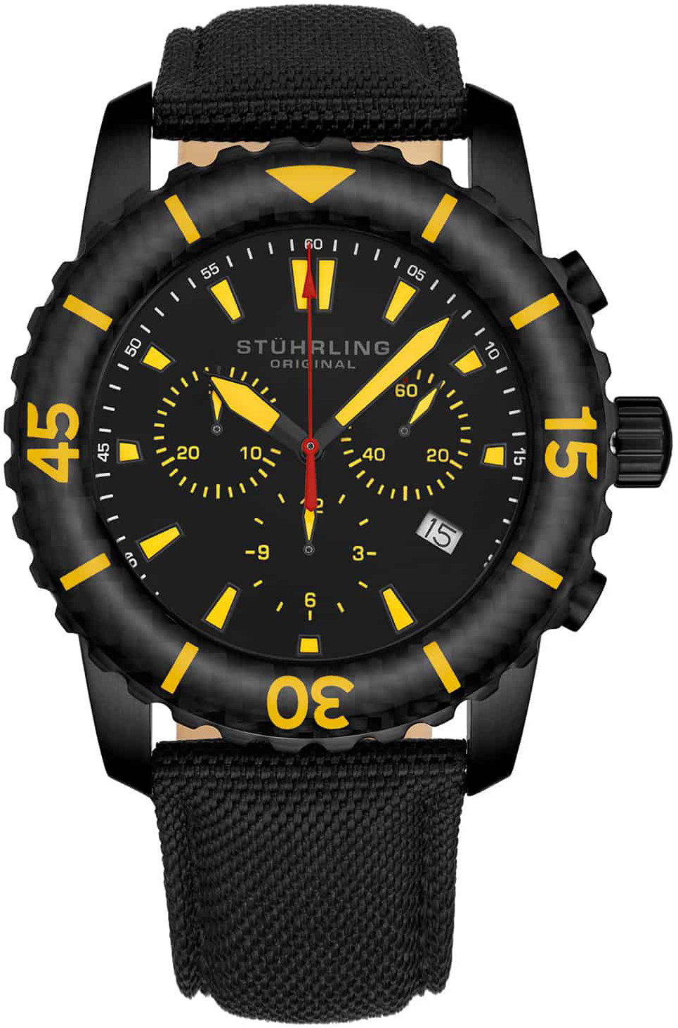Stührling Original Herreklokke 2002.02 Aquadiver Sort/Lær Ø43 mm