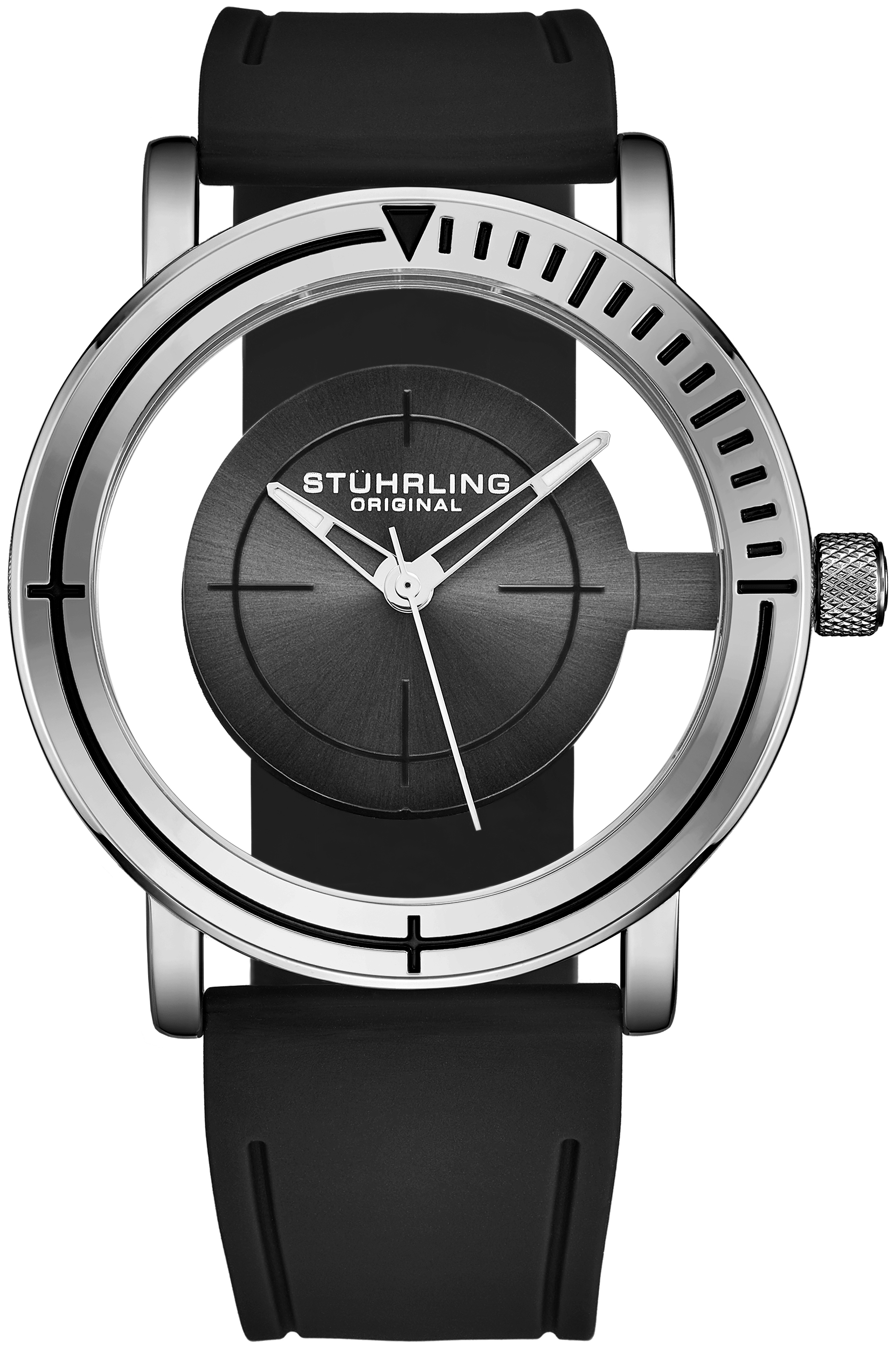 Stührling Original Herreklokke 3915.2 Classic Sort/Gummi Ø40 mm