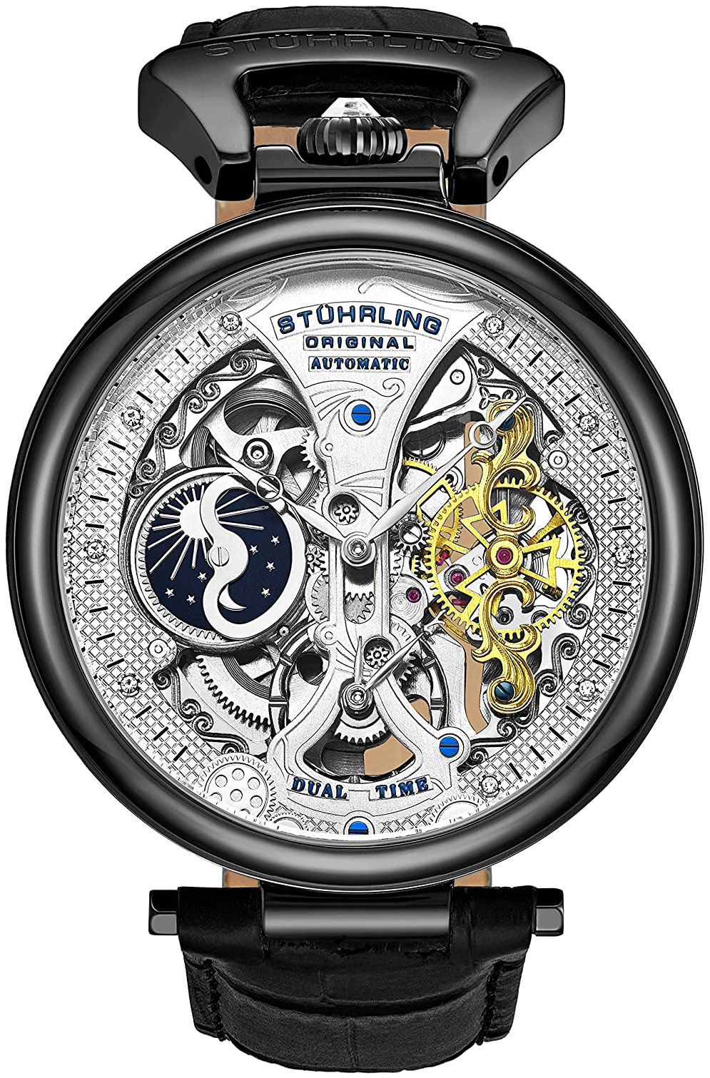 Stührling Original Herreklokke 3920.4 Legacy Sølvfarget/Lær Ø46 mm