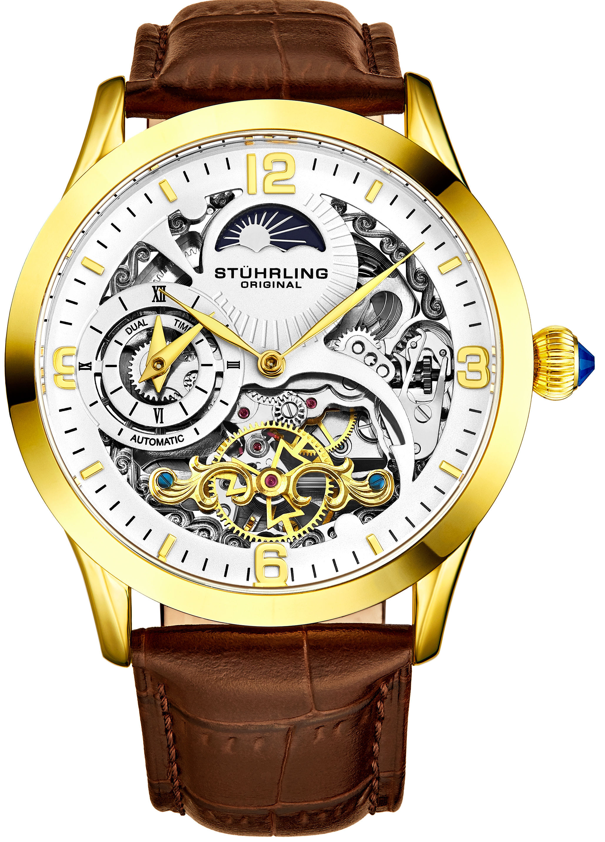 Stührling Original Herreklokke 3921.3 Legacy Sølvfarget/Lær Ø44 mm
