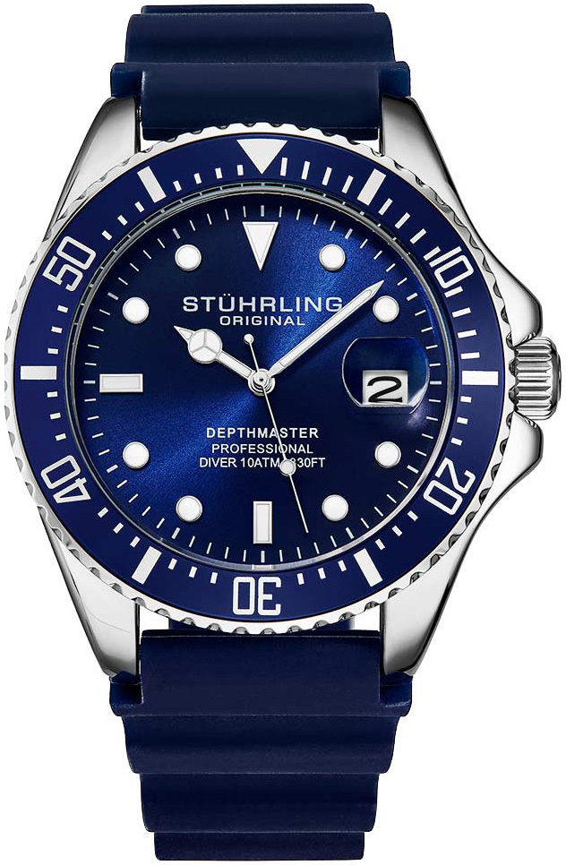 Stührling Original Herreklokke 3950R.2 Depthmaster Blå/Gummi Ø42 mm