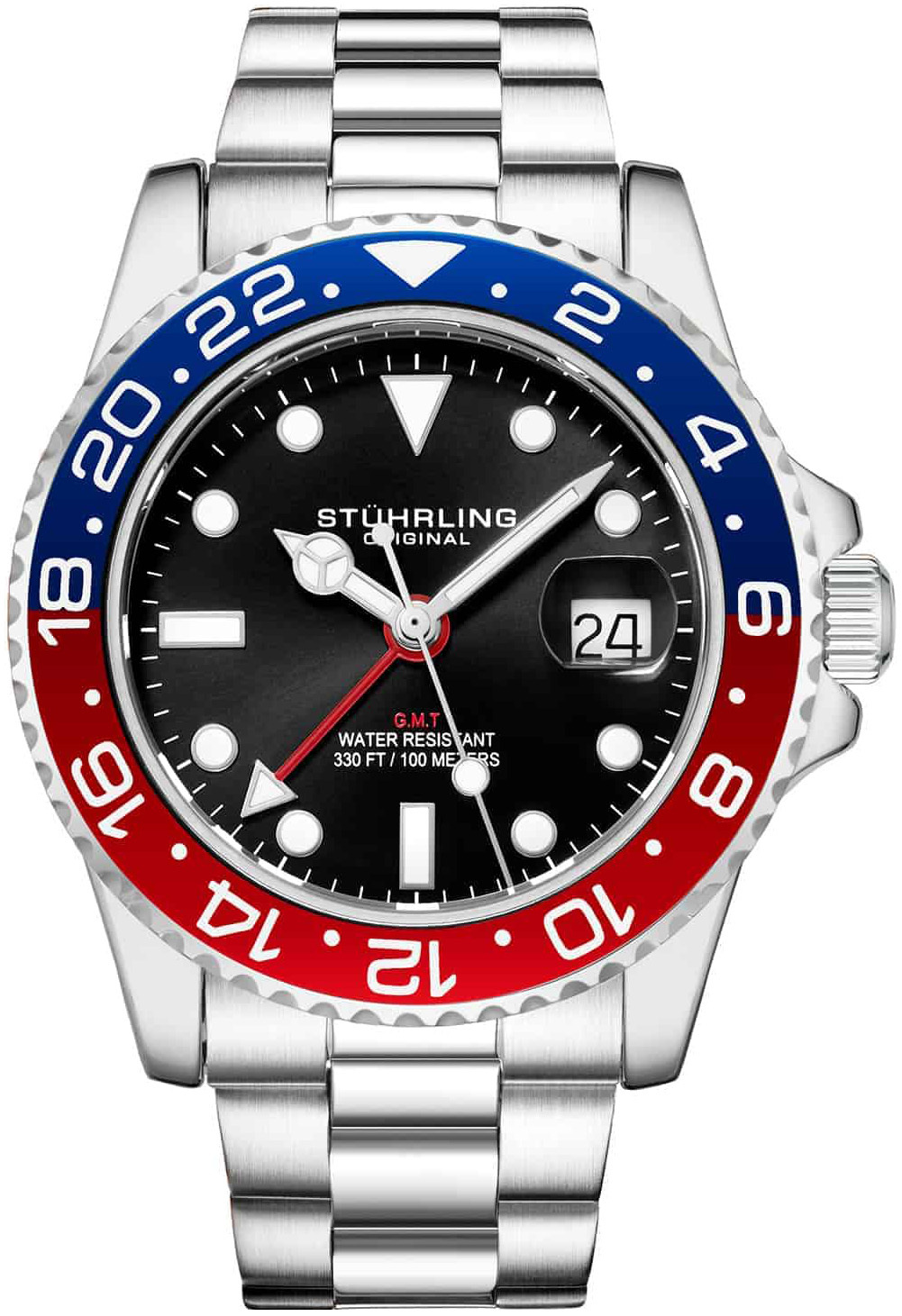 Stührling Original Herreklokke 3965.2 Aquadiver Sort/Stål Ø42 mm