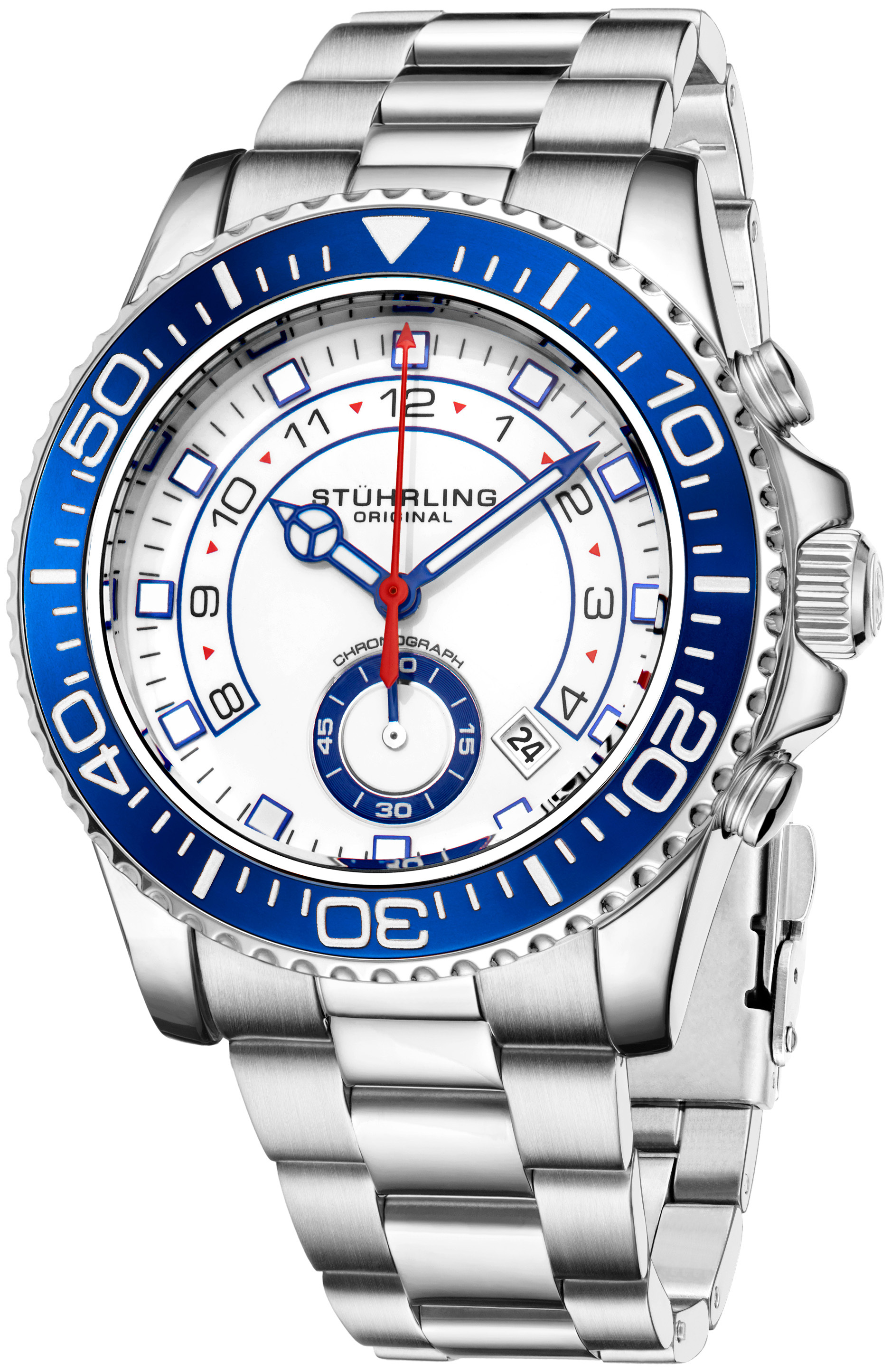 Stührling Original Herreklokke 3966.2 Aquadiver Hvit/Stål Ø42 mm