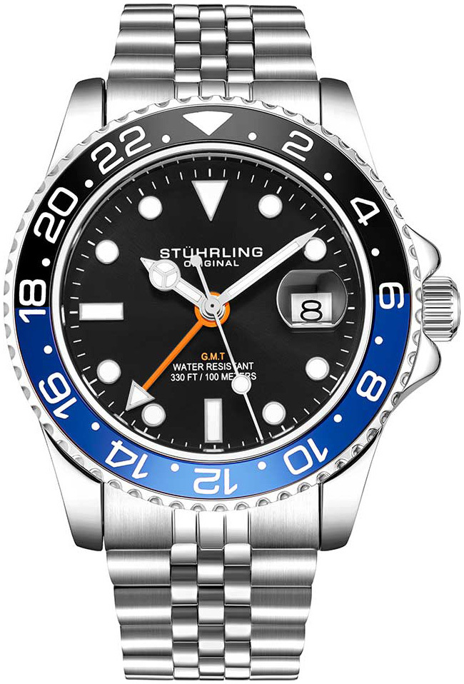Stührling Original Herreklokke 3968.1 Aquadiver Sort/Stål Ø42 mm