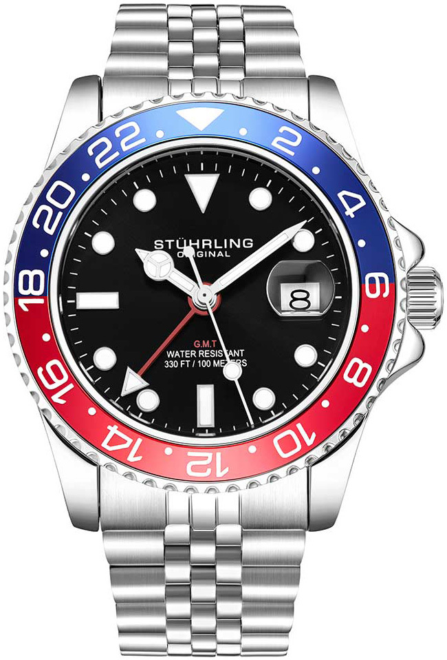 Stührling Original Herreklokke 3968.2 Aquadiver Sort/Stål Ø42 mm