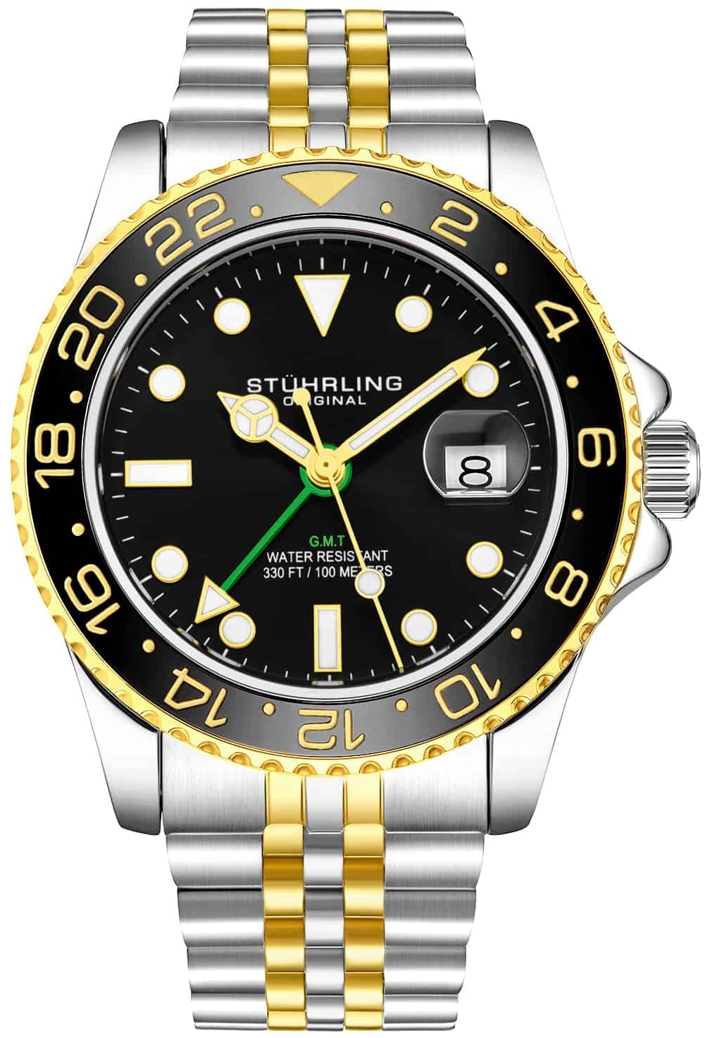 Stührling Original Herreklokke 3968.3 Aquadiver Sort/Gulltonet stål