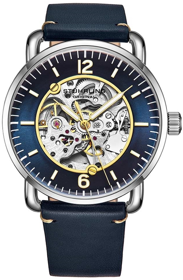 Stührling Original Herreklokke 3972.1 Legacy Mantra Blå/Lær Ø42 mm