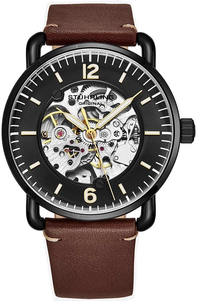 Stührling Original Herreklokke 3972.3 Legacy Mantra Sort/Lær Ø42 mm