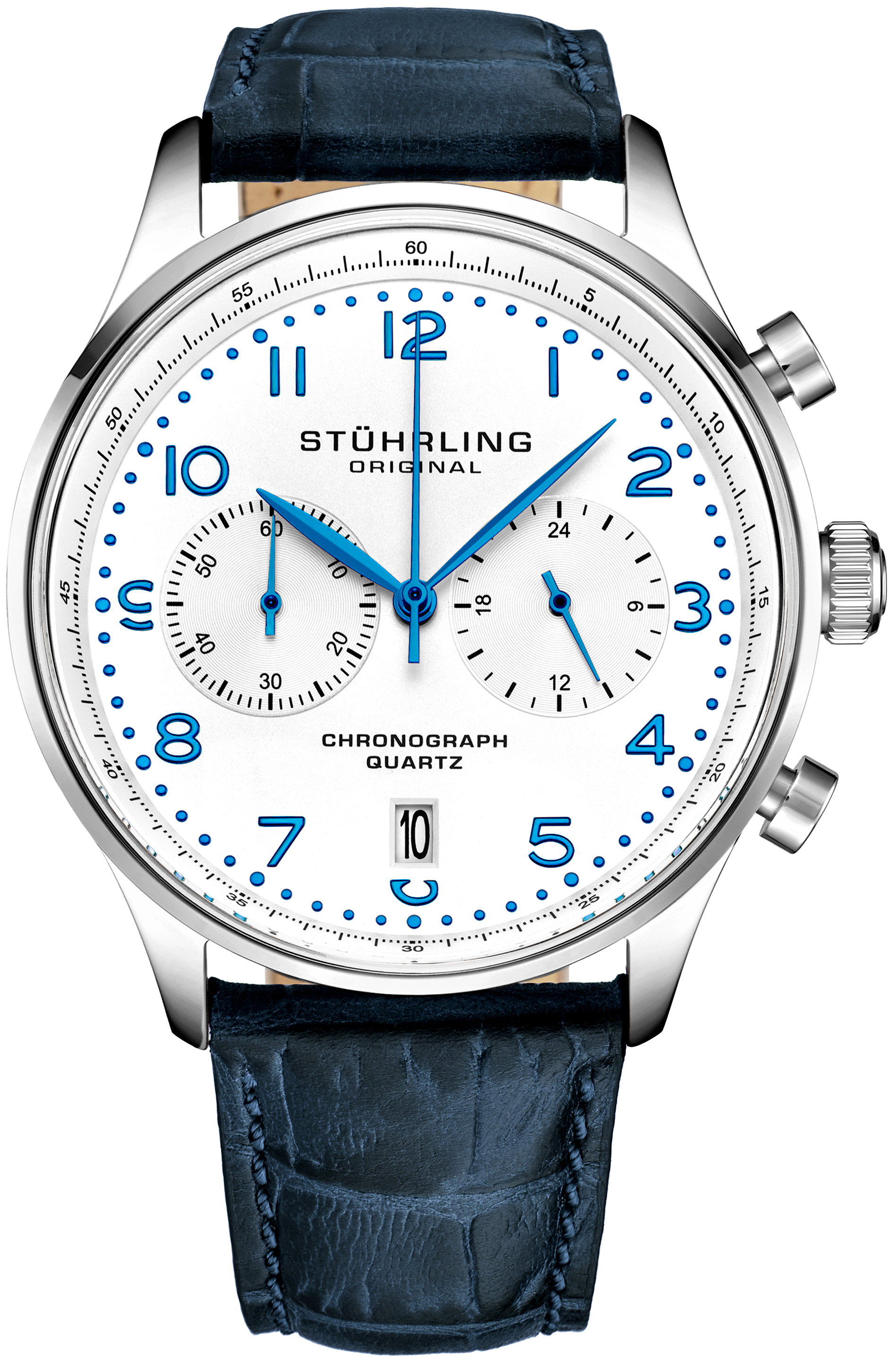 Stührling Original Herreklokke 4012.1 Gr1-Q Hvit/Lær Ø42 mm