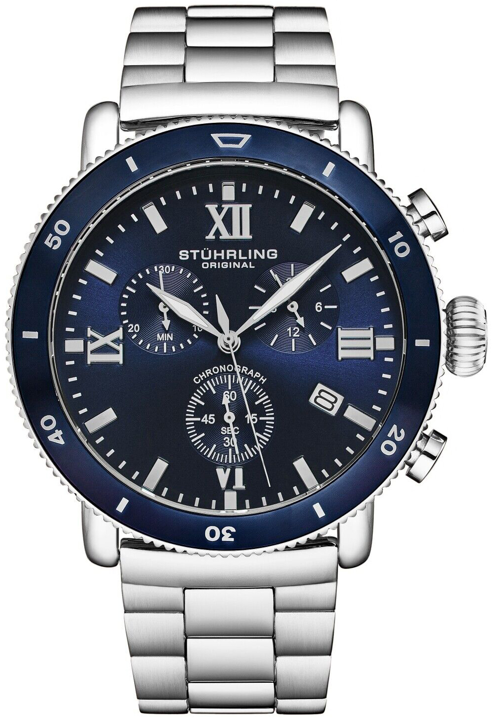 Stührling Original Herreklokke 4040.2 Dualmode Blå/Stål Ø48 mm
