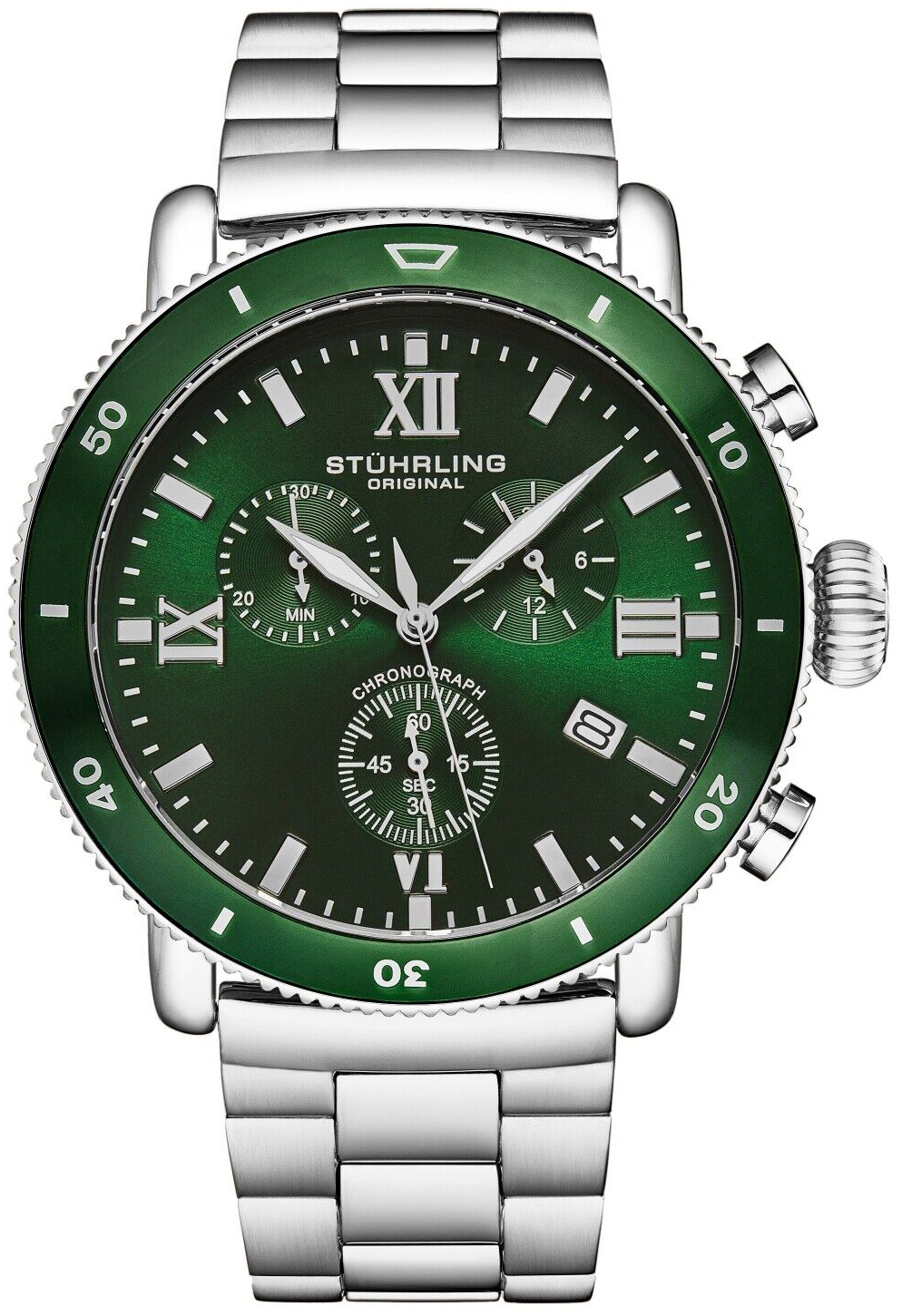 Stührling Original Herreklokke 4040.4 Dualmode Grønn/Stål Ø48 mm