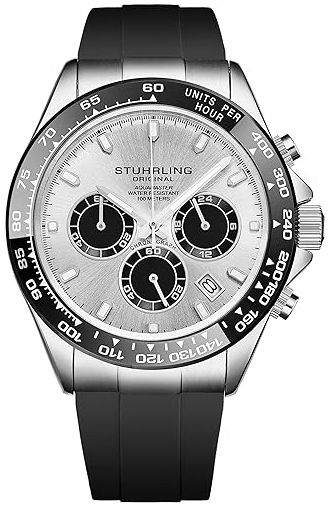 Stührling Original Herreklokke 4042.1 Aquamaster Sølvfarget/Gummi