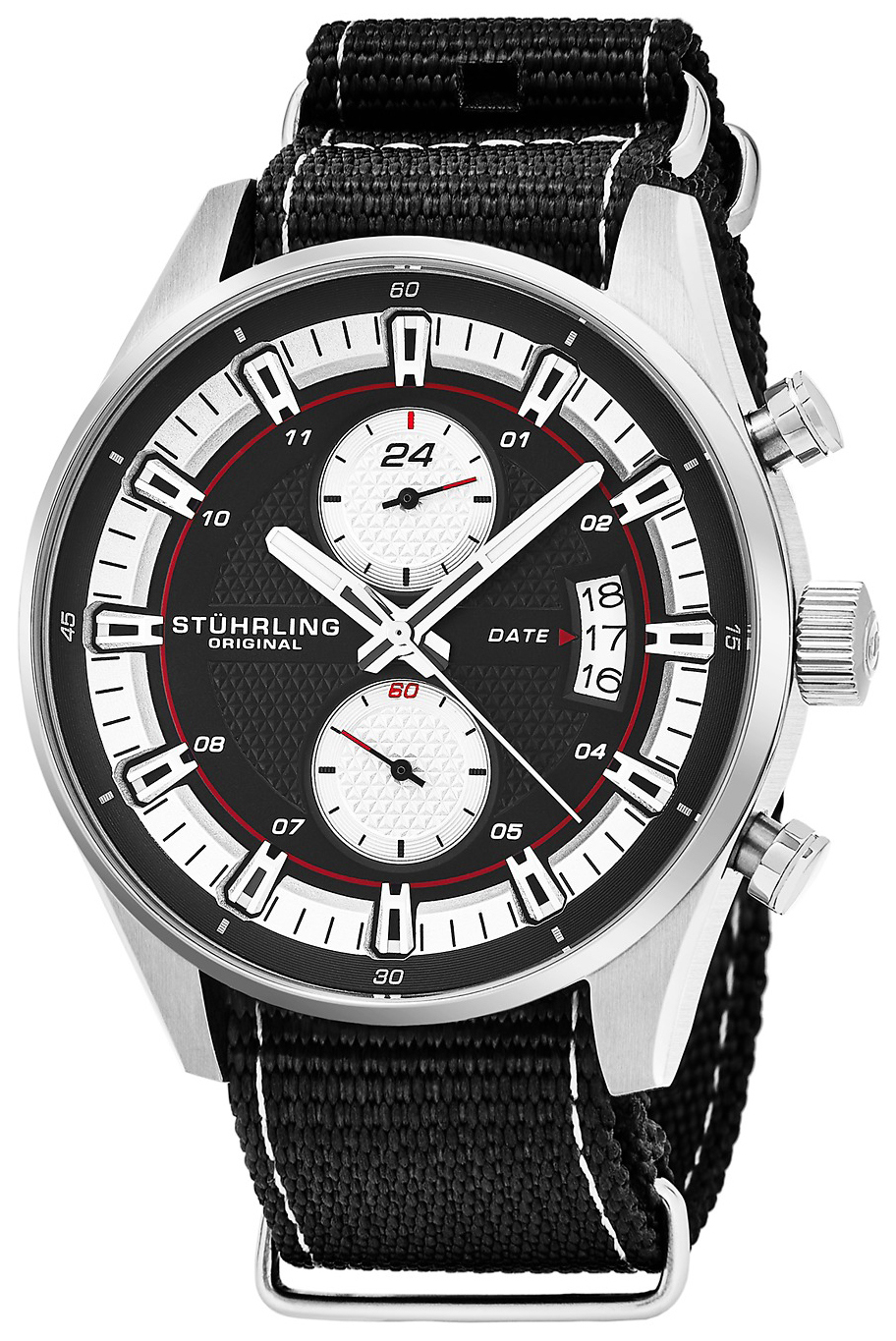 Stührling Original Monaco Herreklokke 845.02 Sort/Tekstil Ø44 mm - Stührling Original