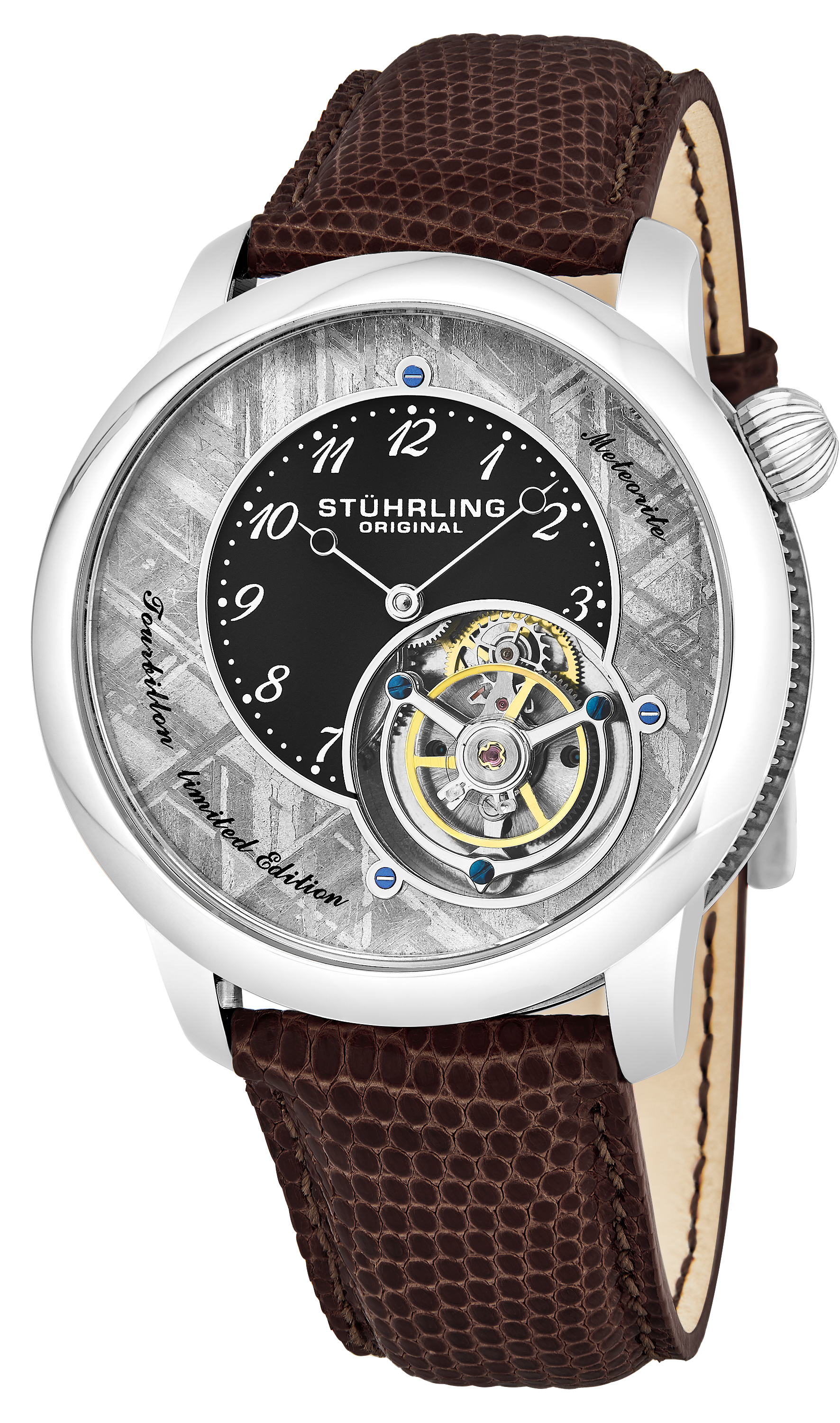 Stührling Original Tourbillon Herreklokke 880.01 Grå/Lær Ø43 mm - Stührling Original