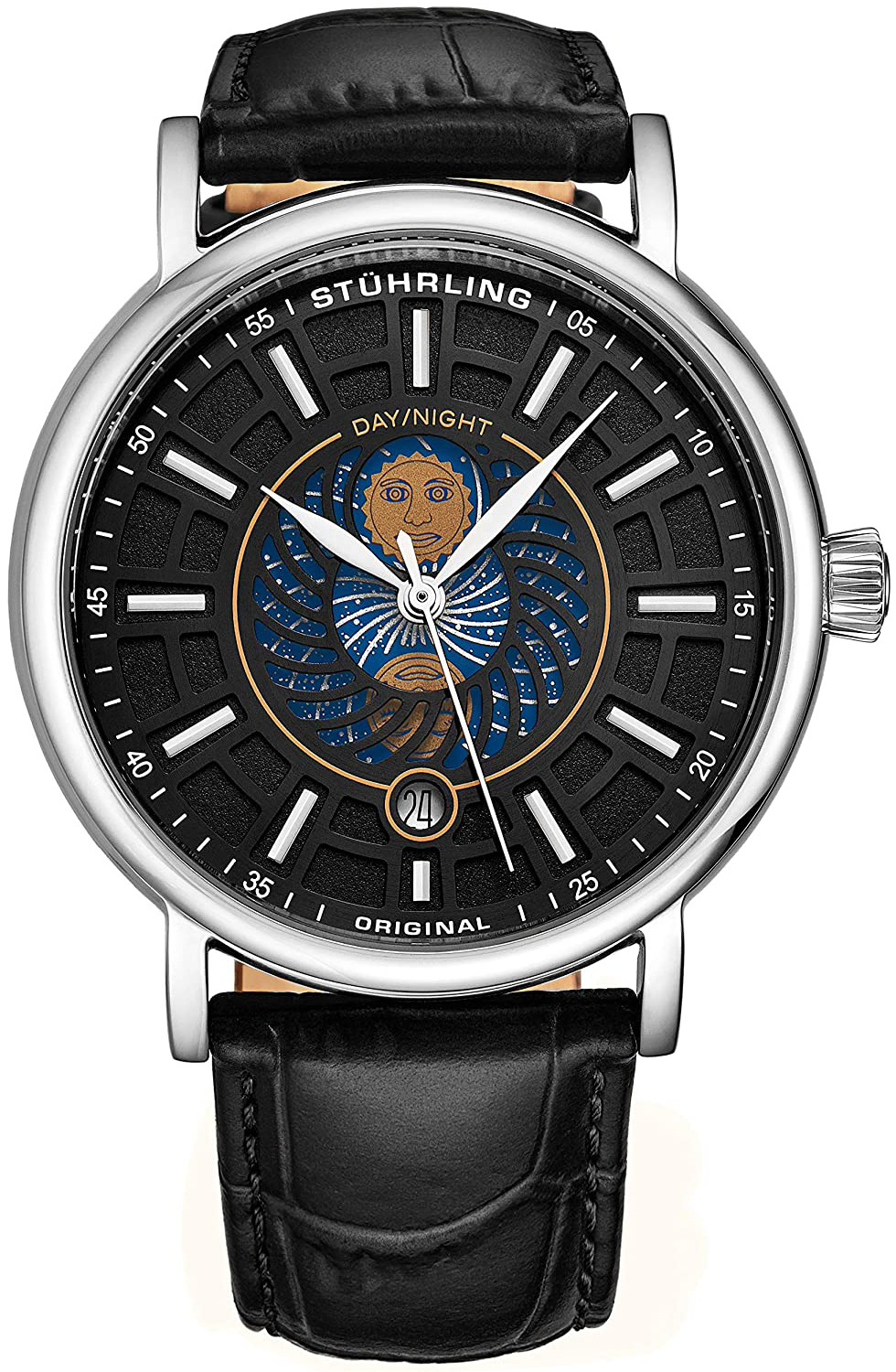 Stührling Original Herreklokke 899.02 Duet Sort/Lær Ø42 mm