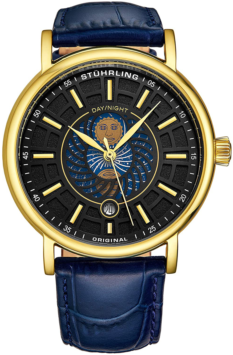 Stührling Original Herreklokke 899.04 Duet Sort/Lær Ø42 mm