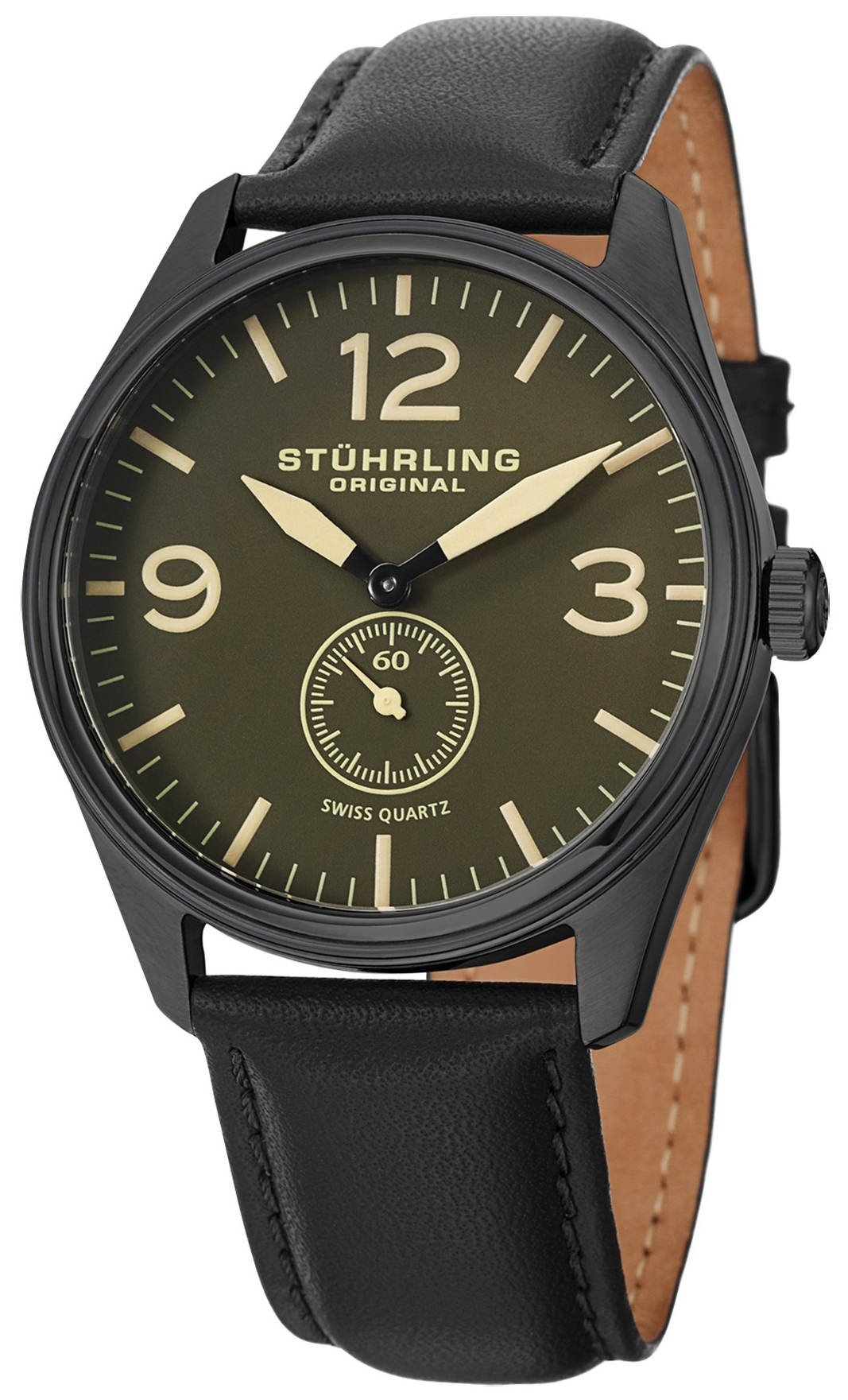 Stührling Original Aviator Herreklokke 931.02 Grå/Lær Ø42 mm - Stührling Original