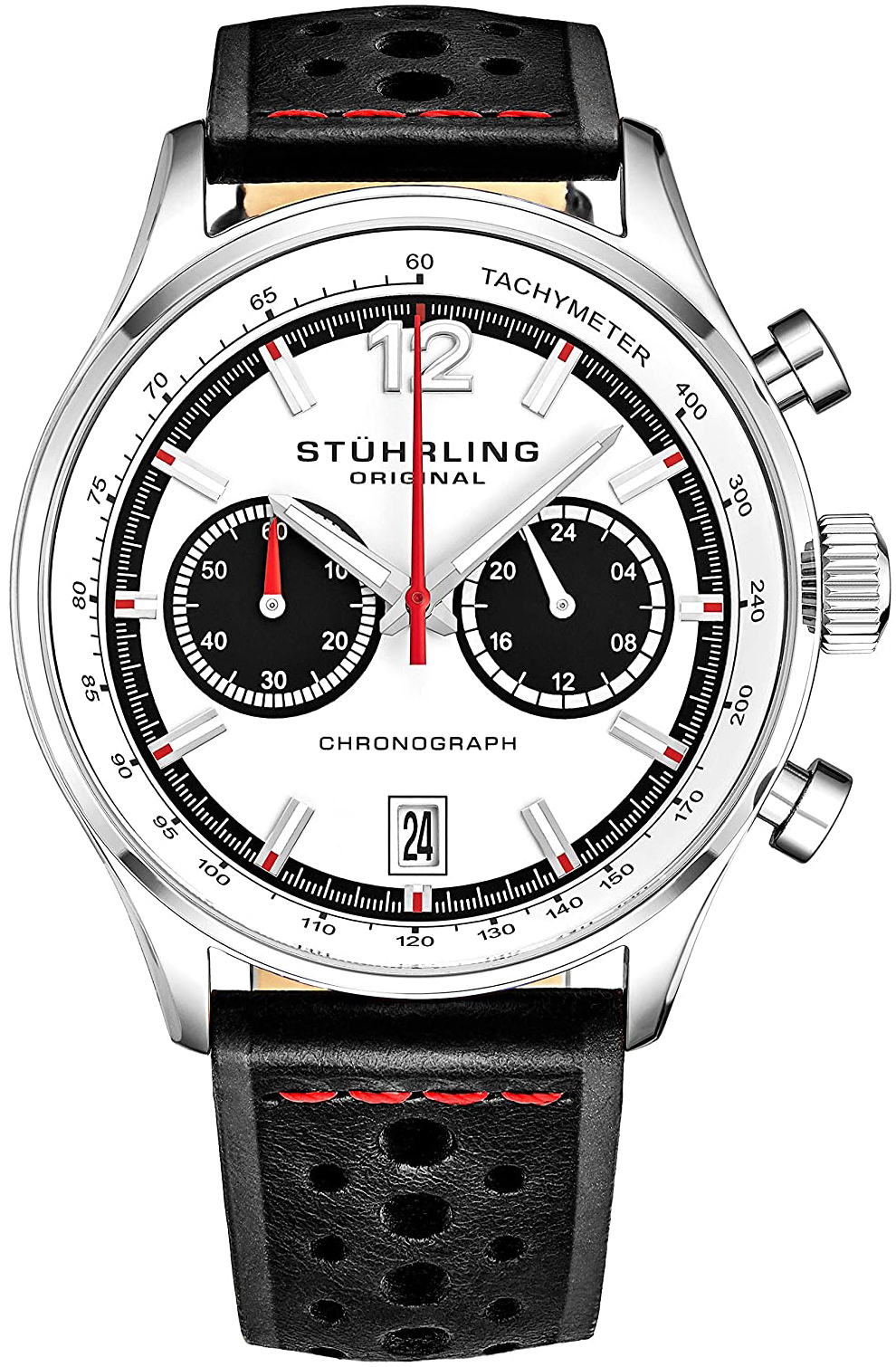 Stührling Original Herreklokke 933.01 Monaco Hvit/Lær Ø44 mm