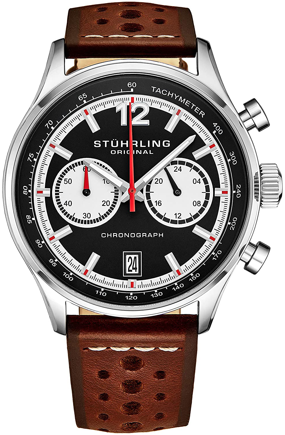 Stührling Original Herreklokke 933.02 Monaco Sort/Lær Ø44 mm