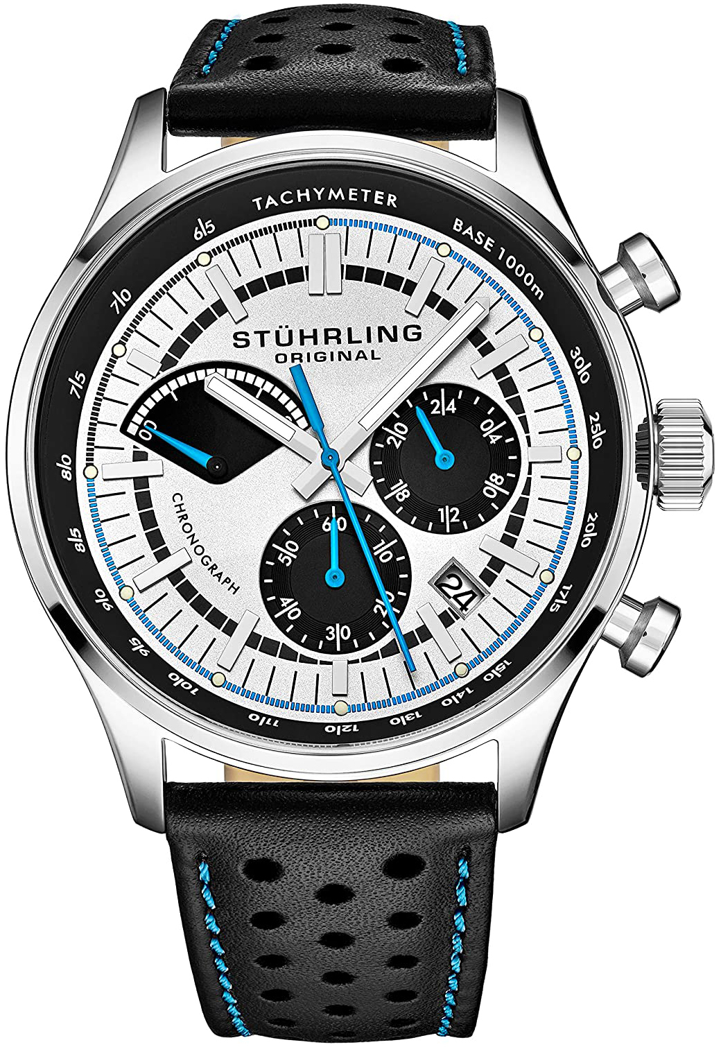 Stührling Original Herreklokke 934.01 Monaco Hvit/Lær Ø42 mm
