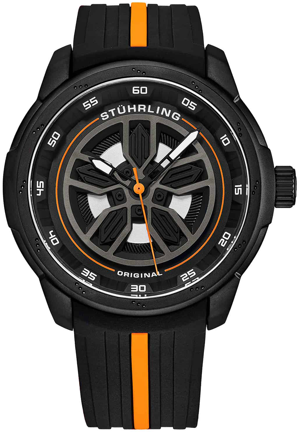 Stührling Original Herreklokke 984.05 Aviator Sort/Gummi Ø44 mm
