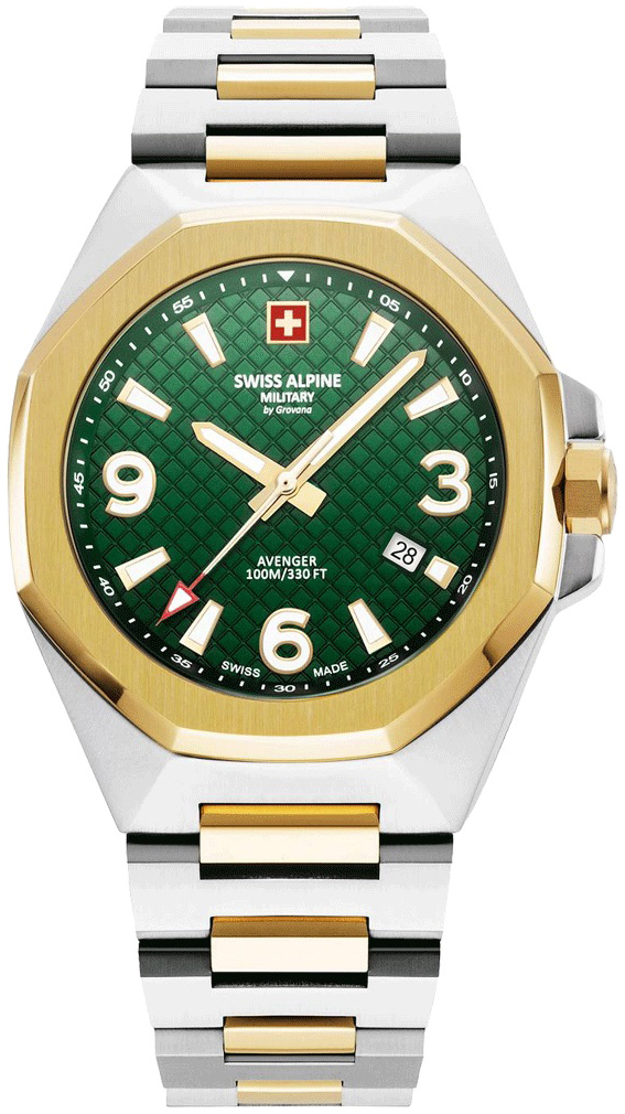 Swiss Alpine Military Herreklokke 7005.1144 Typhoon Grønn/Gulltonet