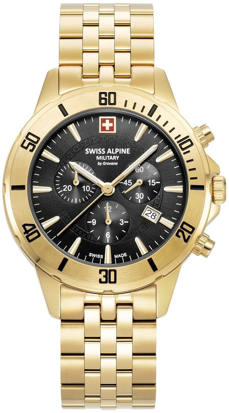 Swiss Alpine Military Herreklokke 7024.9117 Cruiser Sort/Gulltonet
