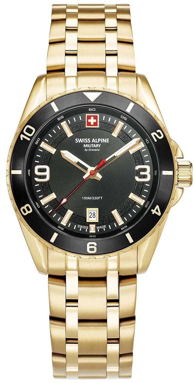 Swiss Alpine Military Herreklokke 7034.1117 Sierra Sort/Gulltonet
