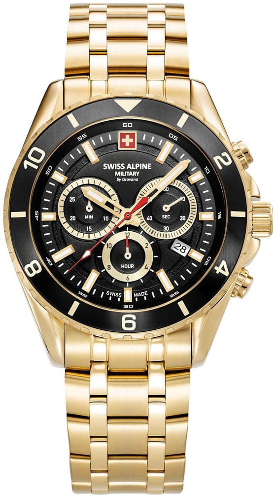 Swiss Alpine Military Herreklokke 7034.9117 Sierra Sort/Gulltonet