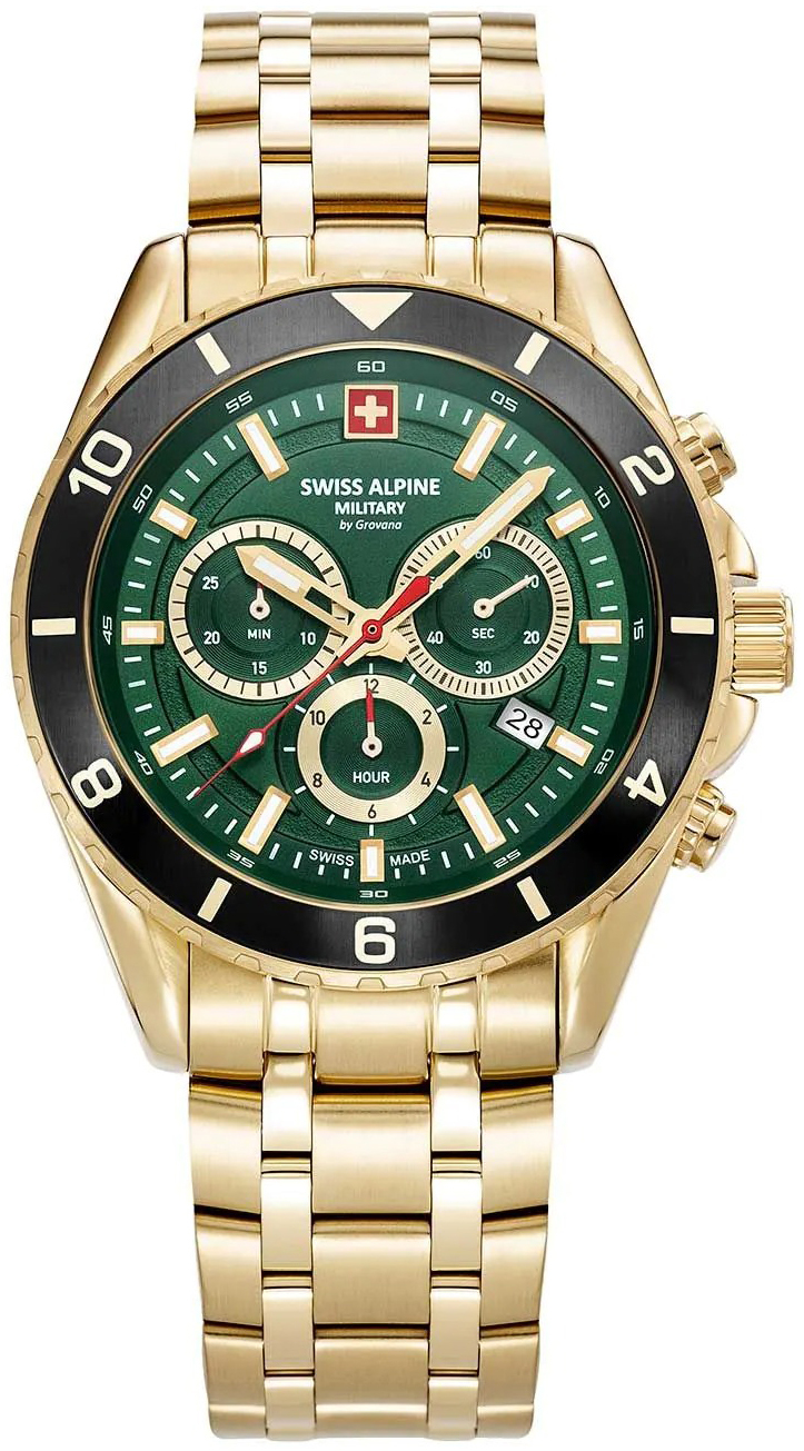 Swiss Alpine Military Herreklokke 7034.9118 Sierra Grønn/Gulltonet