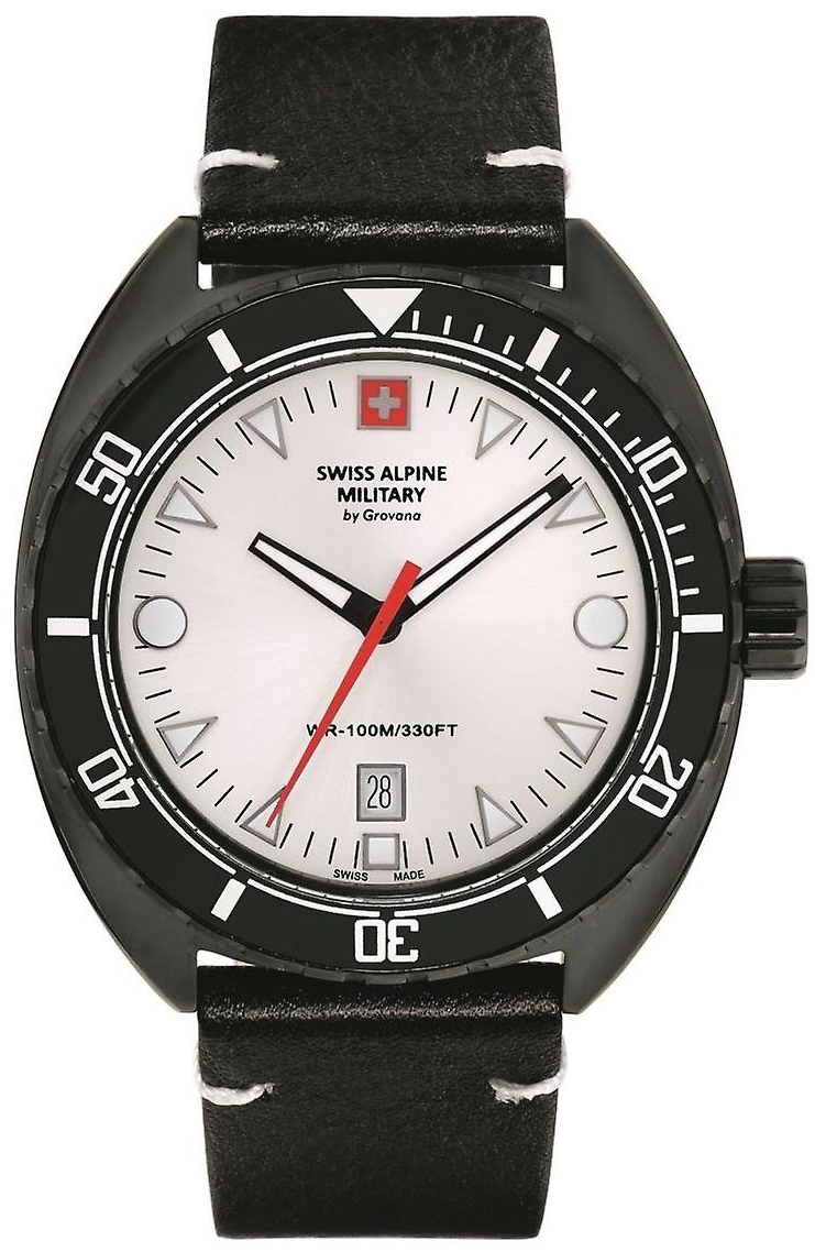 Swiss Alpine Military Herreklokke 7066.1572 Turtle Sølvfarget/Lær
