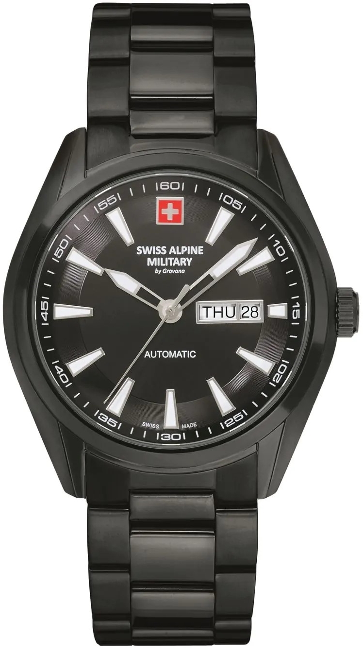 Swiss Alpine Military Herreklokke 7090.2177 Automatic Sort/Stål Ø43