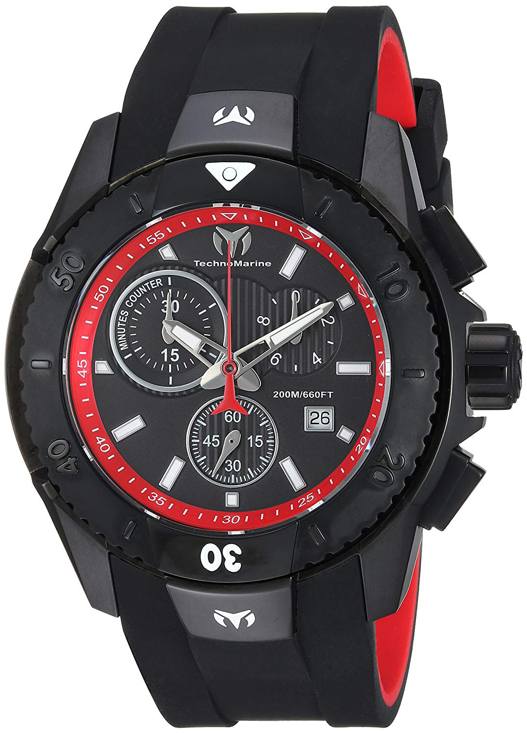 Technomarine Herreklokke TM-616002 Sort/Gummi Ø48 mm