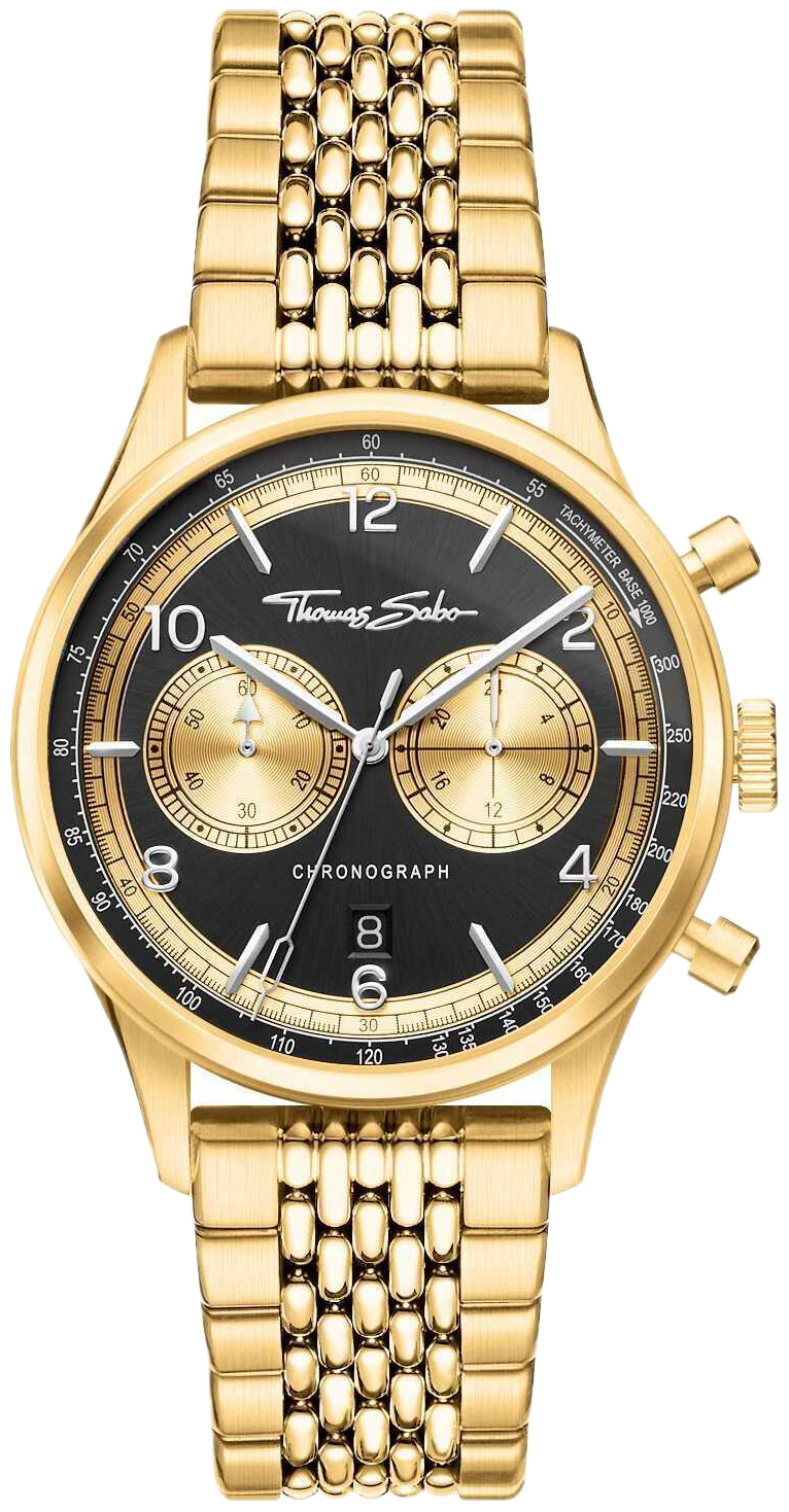 Thomas Sabo Herreklokke WA0376-264-203 Rebel Grå/Gulltonet stål