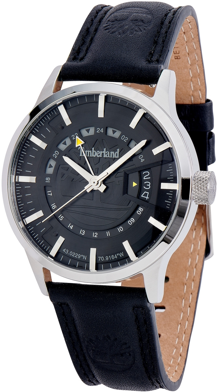 Timberland Herreklokke TDWGB2201501 Bergeron Sort/Lær Ø42 mm