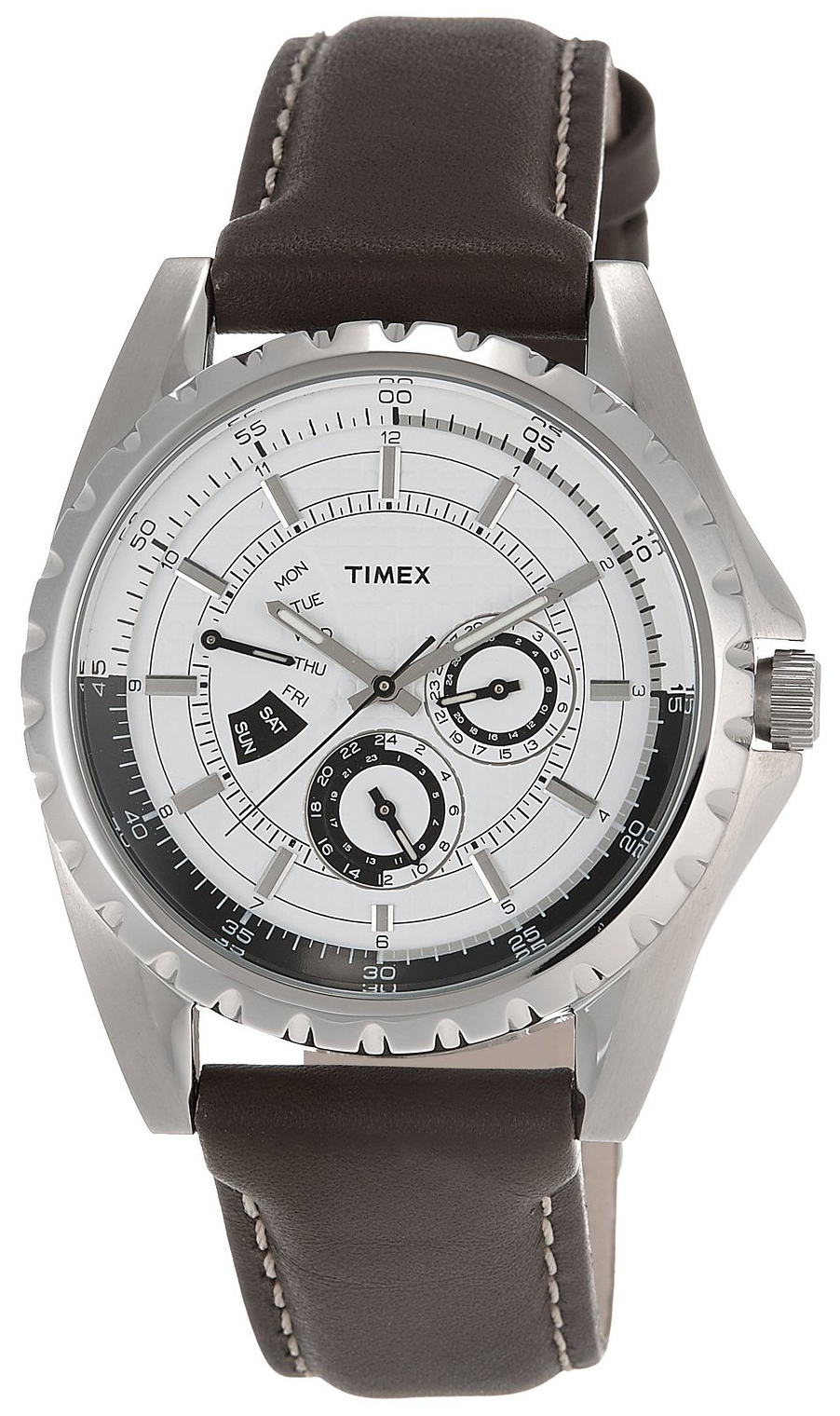 Timex Herreklokke T2M429 Hvit/Lær Ø44 mm - Timex