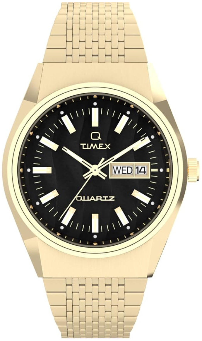 Timex Herreklokke TW2W62500 Q Sort/Gulltonet stål Ø38 mm
