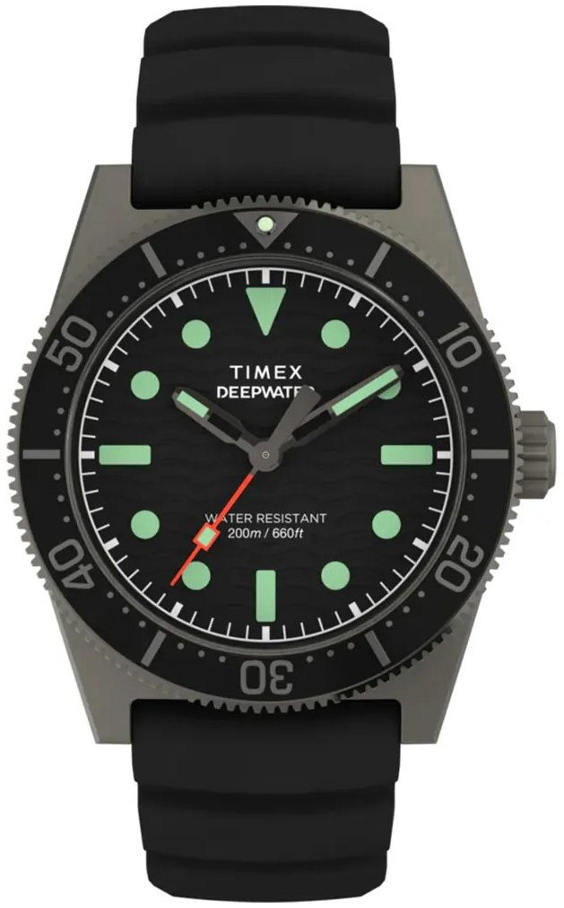 Timex Herreklokke TW2W74700 Deepwater Sort/Gummi Ø40 mm
