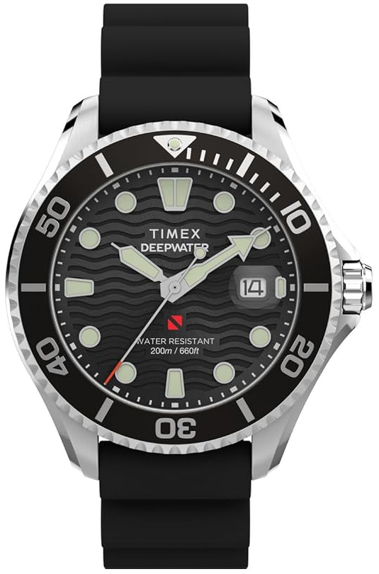 Timex Herreklokke TW2W81600 Deepwater Sort/Gummi Ø44 mm