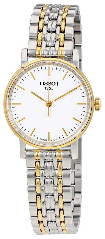Tissot T-Classic Dameklokke T109.210.22.031.00 Hvit/Gulltonet stål - Tissot