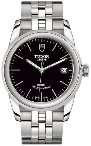 Tudor Glamour Date Dameklokke 55000-0007 Sort/Stål Ø36 mm