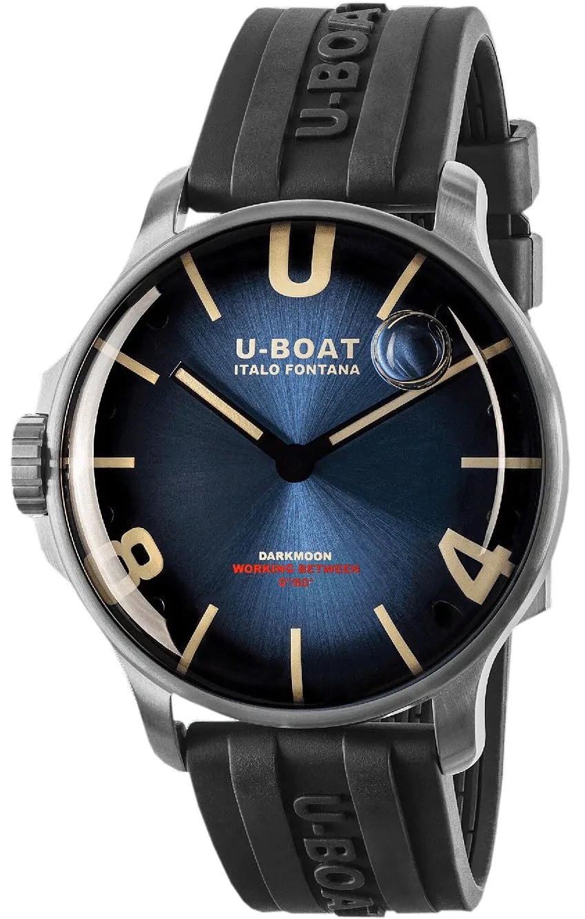U-Boat Herreklokke 8704/D Darkmoon Blå/Gummi Ø44 mm