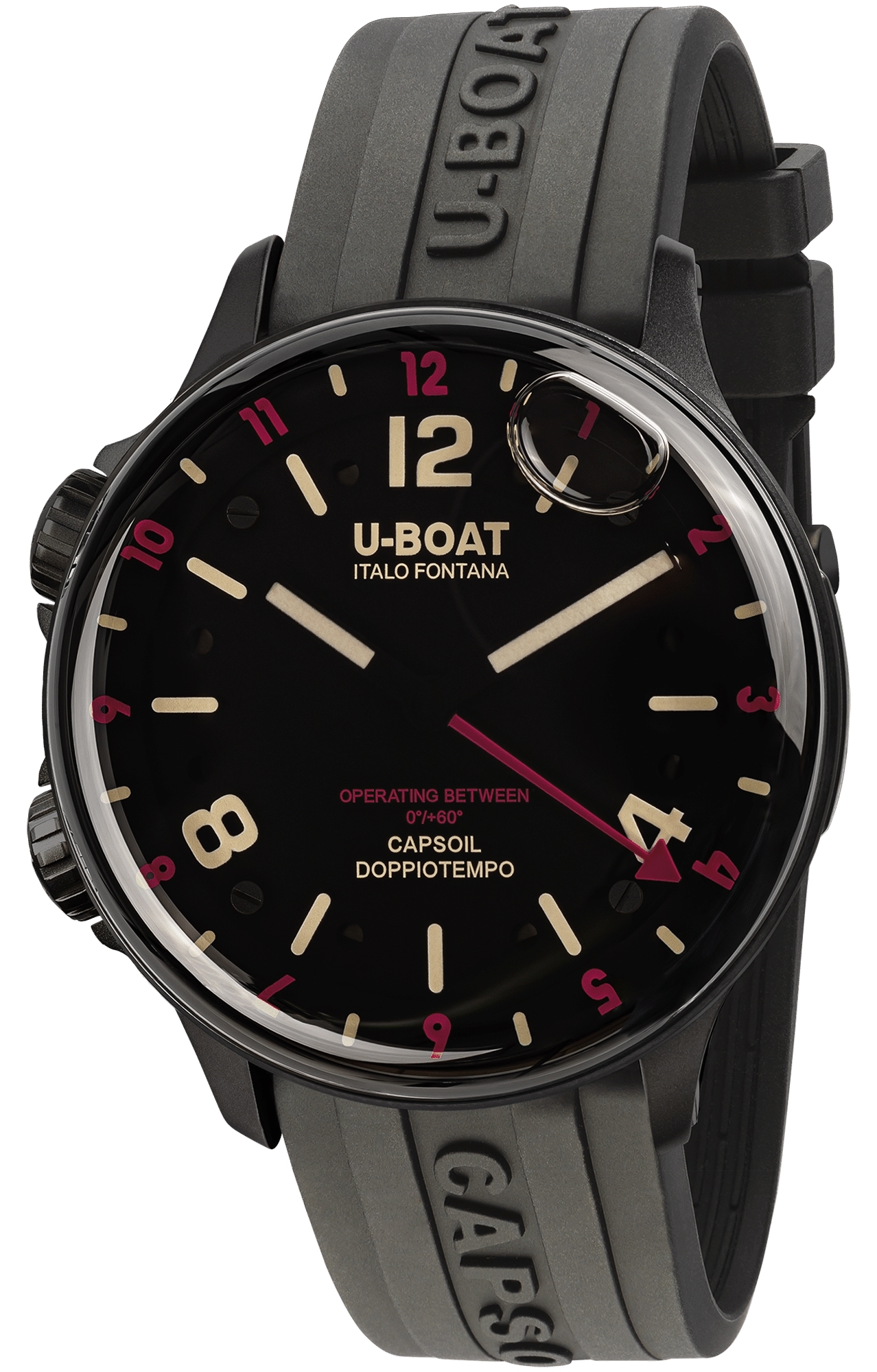 U-Boat Herreklokke 8841/B Capsoil Sort/Gummi Ø45 mm
