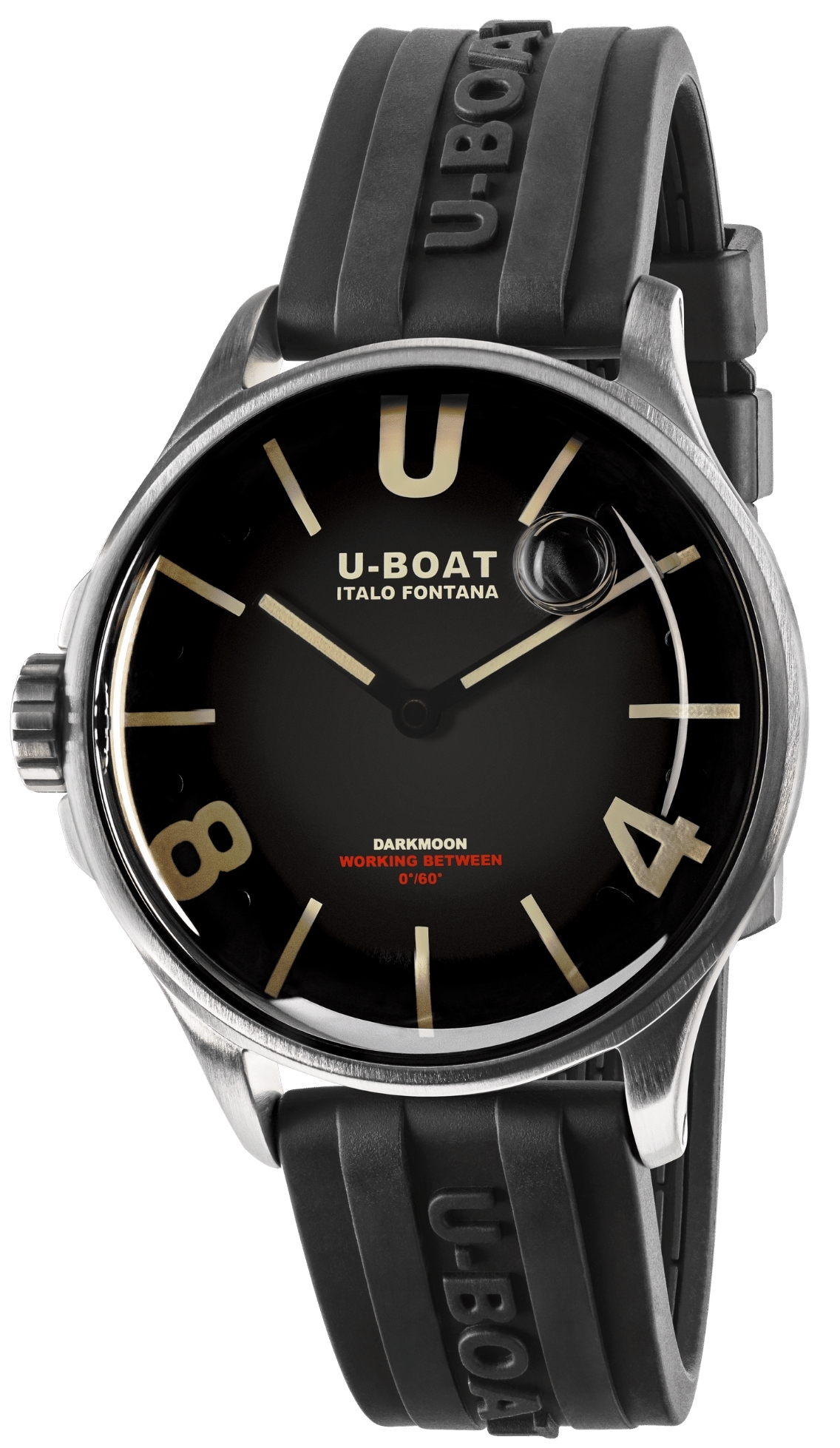 U-Boat Herreklokke 9018/A Darkmoon Sort/Gummi Ø40 mm