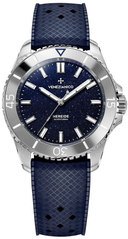 Venezianico Herreklokke 3121551 Nereide Avventurina Blå/Gummi Ø39 mm